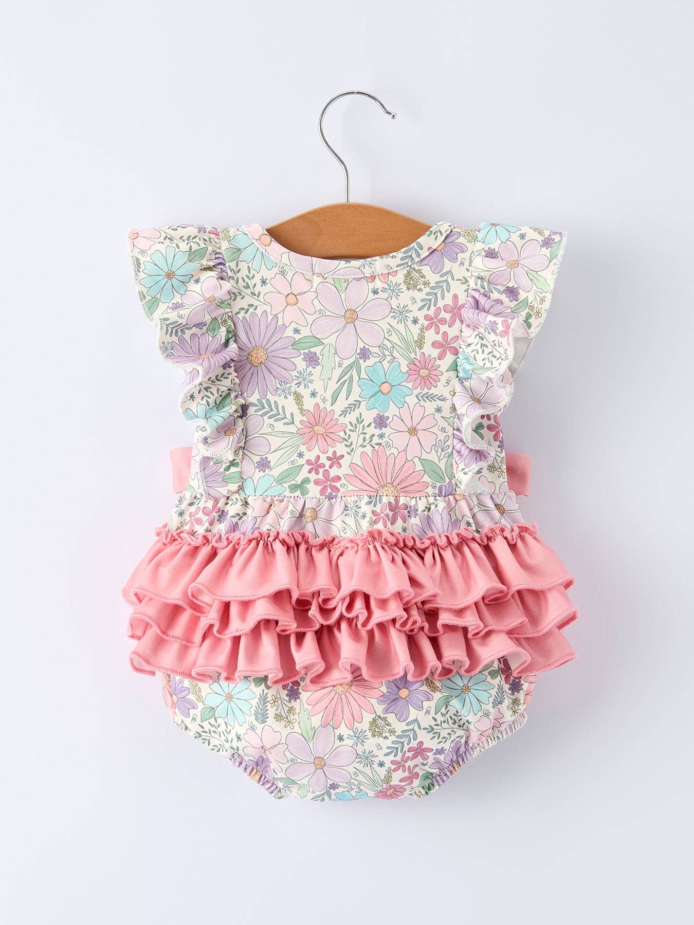 Pink Floral Sleeveless Baby Romper