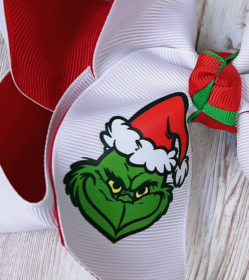 6.5" Grinch hair bows.