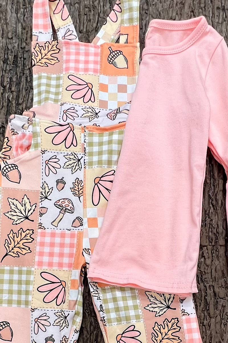 Fall patchwork romper w/pockets