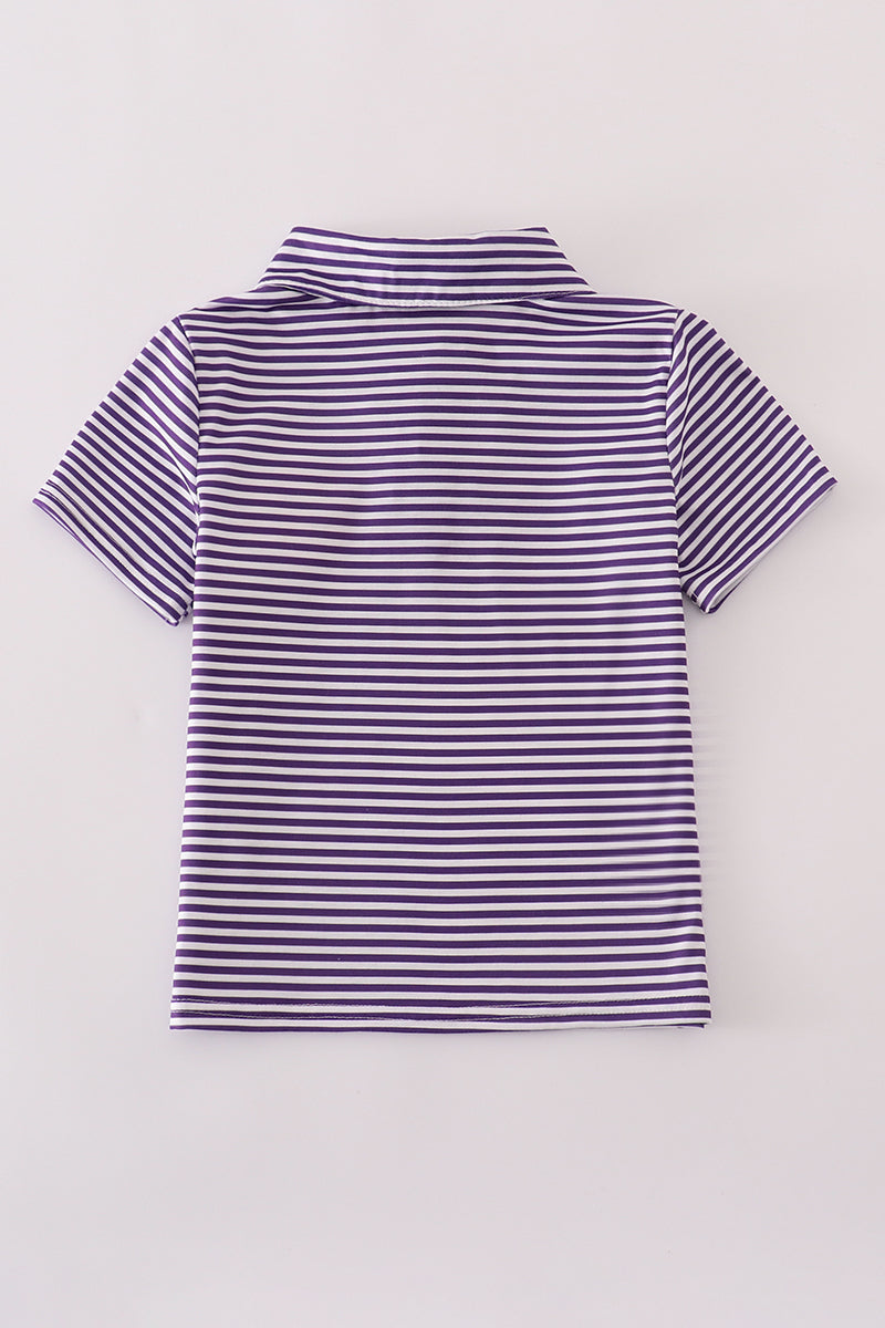 Purple Clemson Stripe Button Down Shirt