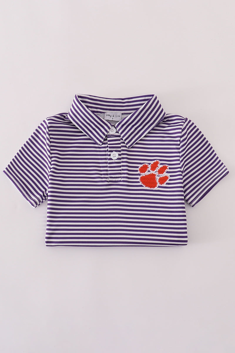 Purple Clemson Stripe Button Down Shirt