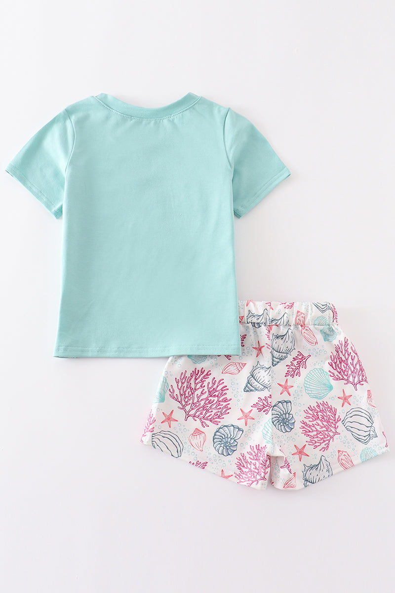 Mint Shell Boy Shorts Set