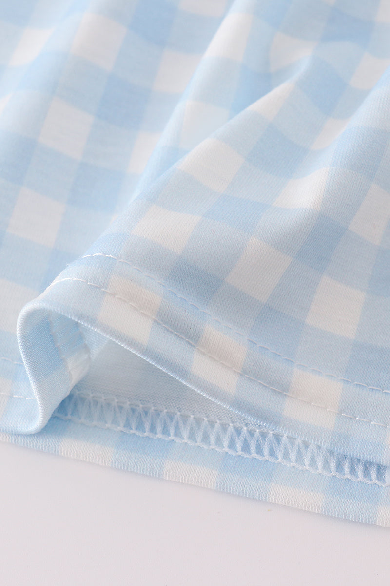 Blue Character Embroidery Shorts Set