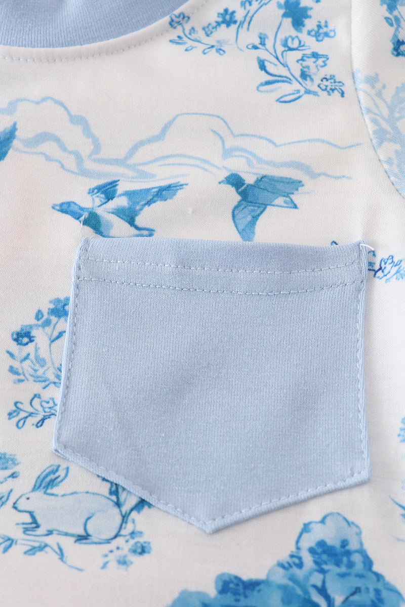 Blue Farm Printed Pocket Bubble