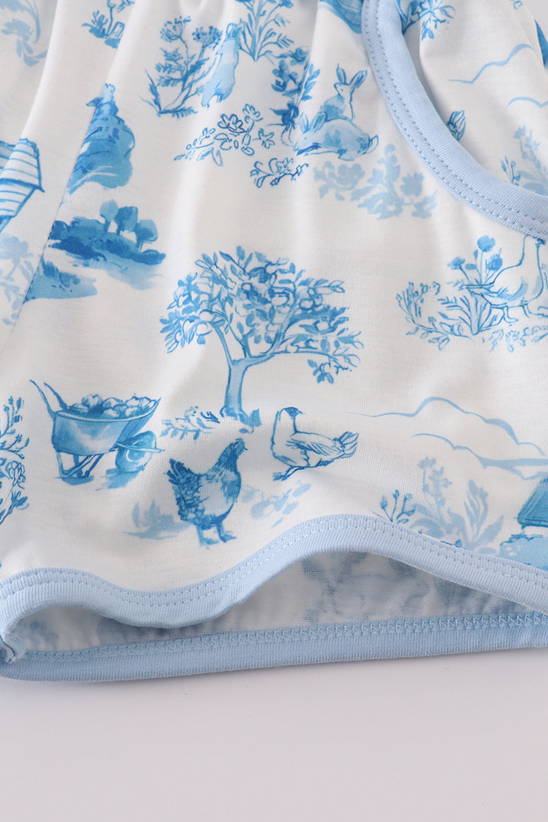 Blue Farm Shorts Set