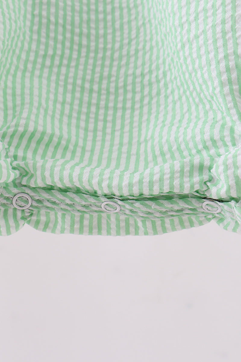 Green clover bow seersucker bubble