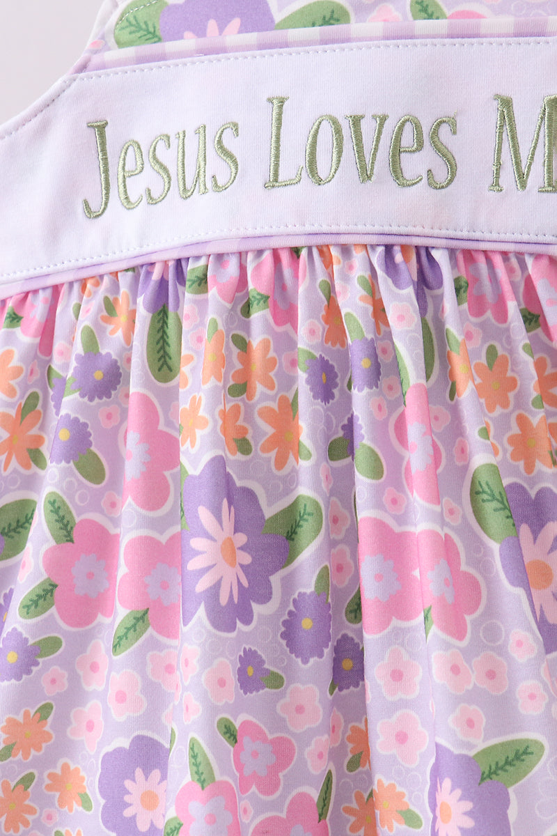 Purple floral Jesus loves me bloomer set