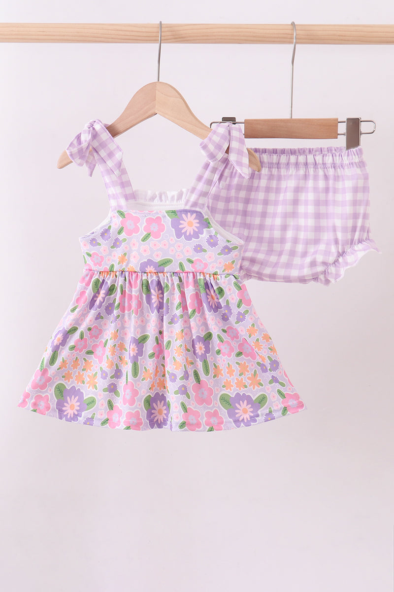 Purple floral Jesus loves me bloomer set