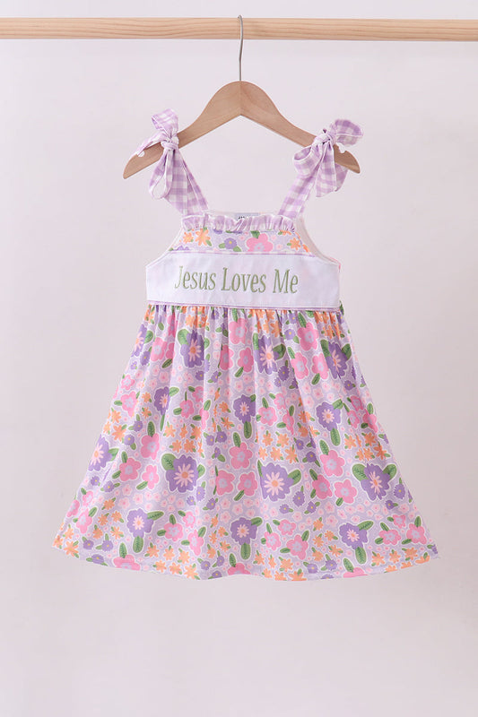 Purple floral Jesus loves me dress