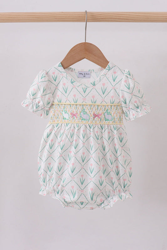 Bunny bow smocked bubble