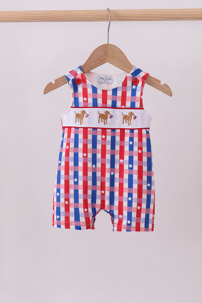 Red puppy ruffle plaid jonjon
