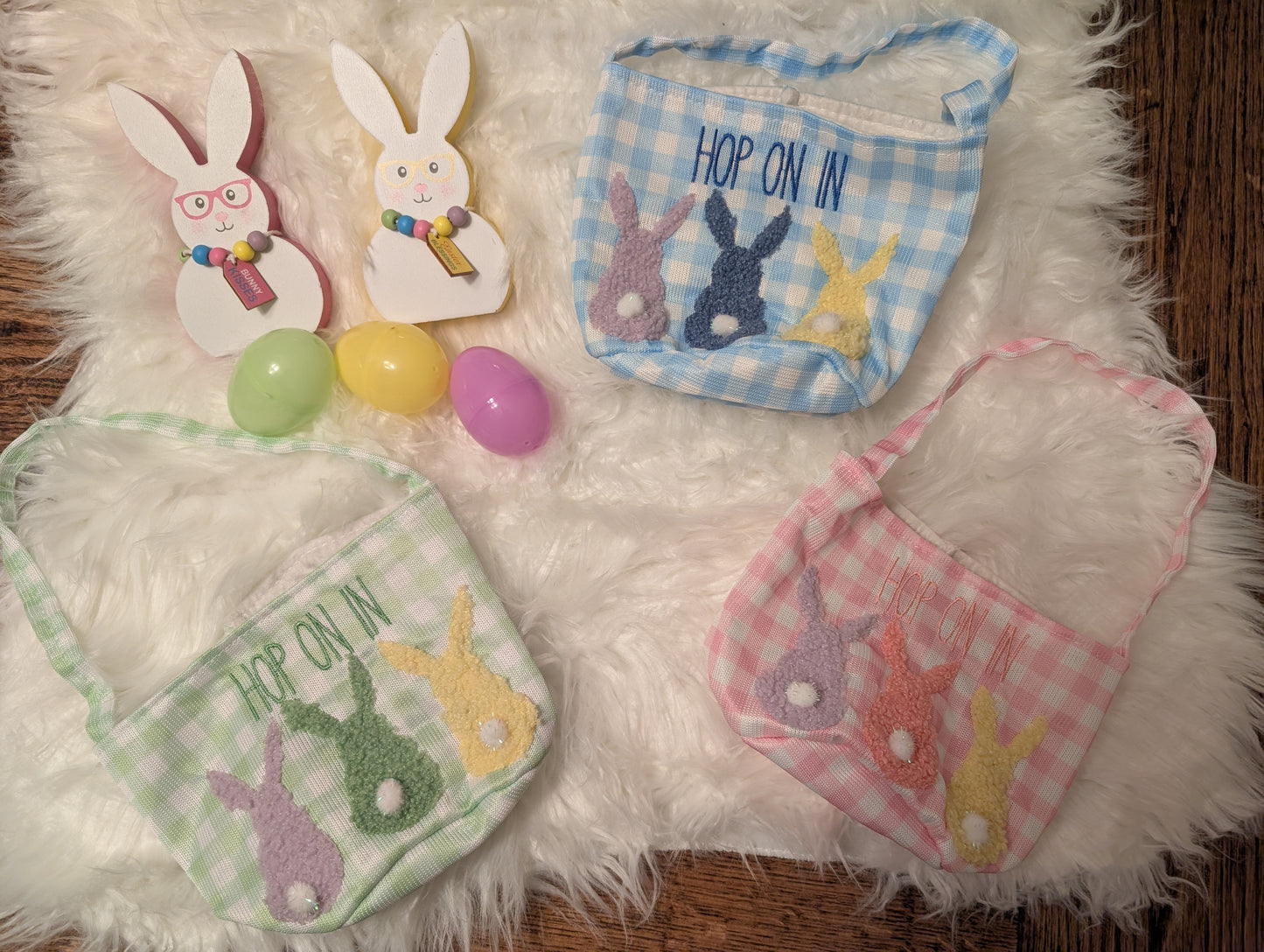 Easter Gingham Embroidered Baskets
