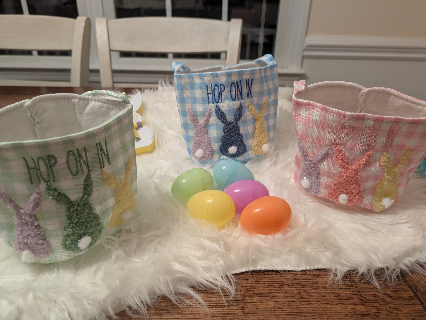 Easter Gingham Embroidered Baskets