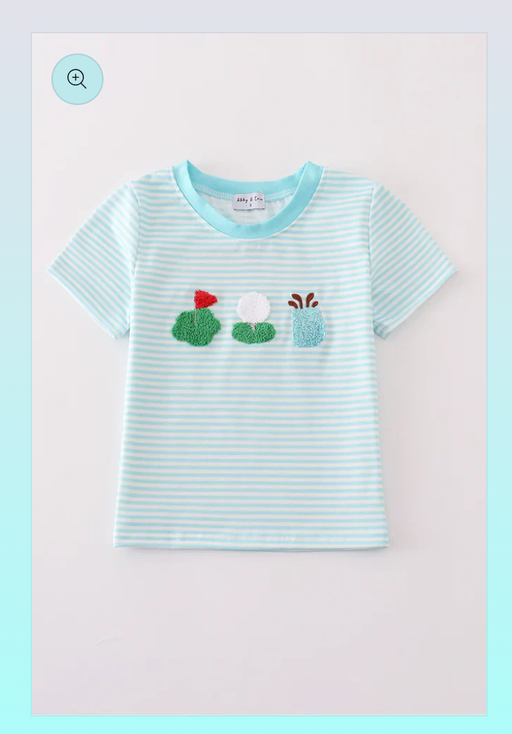 Blue Stripe Golf French Knot Top