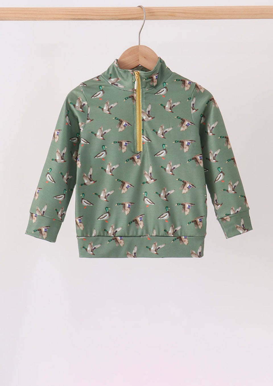 Green mallard zip pullover