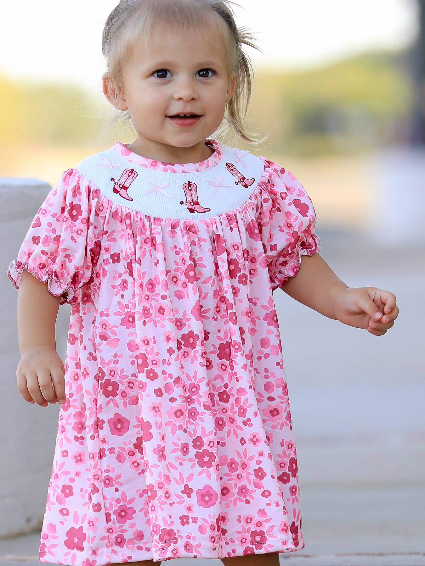 Boots Smocking Embroidered Dress