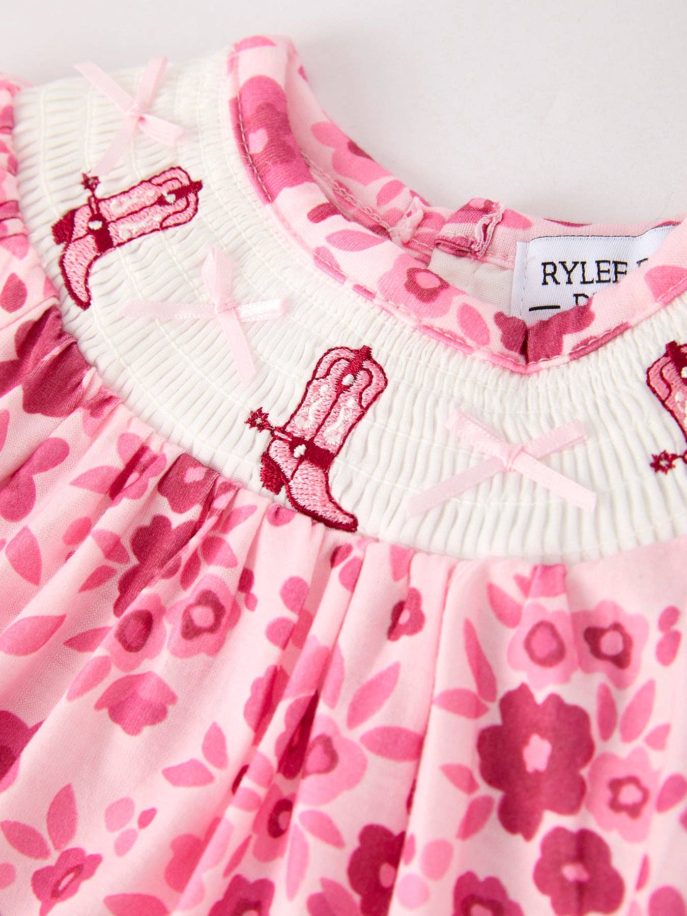 Boots Embroidered Floral Baby Girl Romper