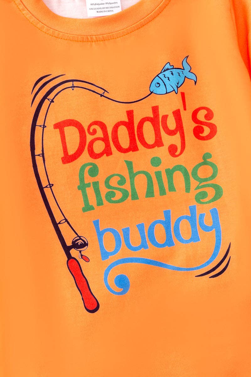 "Daddy's Fishing buddy" Orange tee & fish printed shorts. OFB50113 Jean