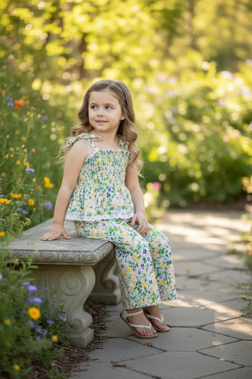 Ditsy floral smock top & relax fit pants.