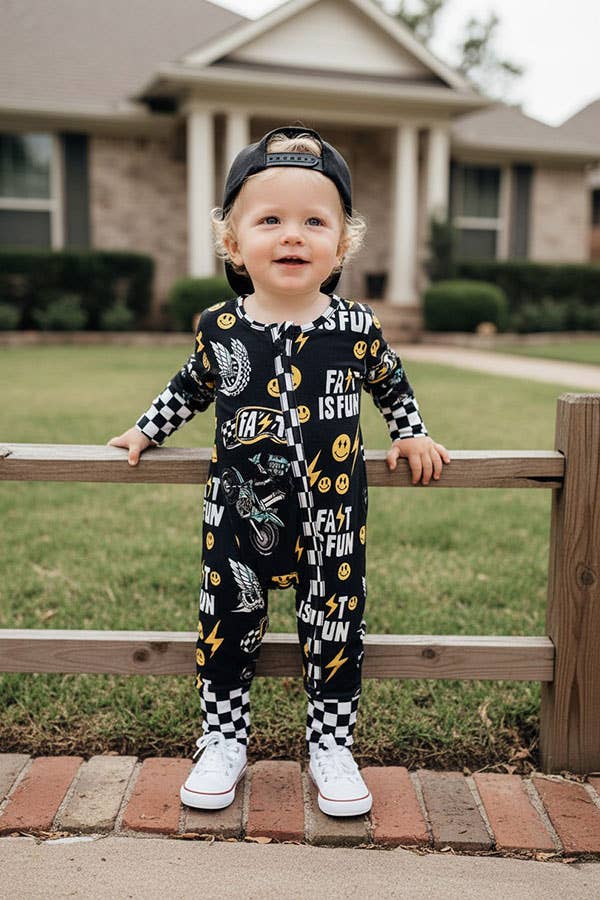 Cycle & checkered romper