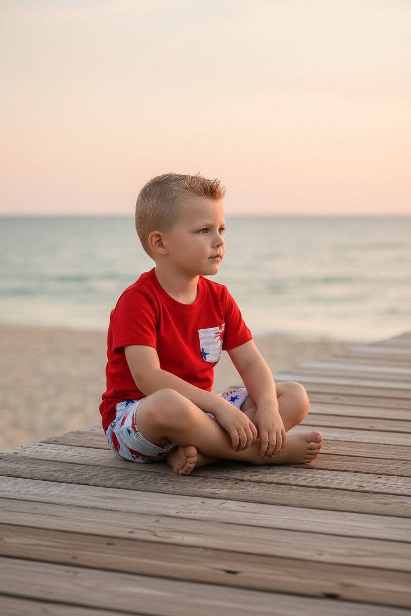 Boys crab printed boys set.