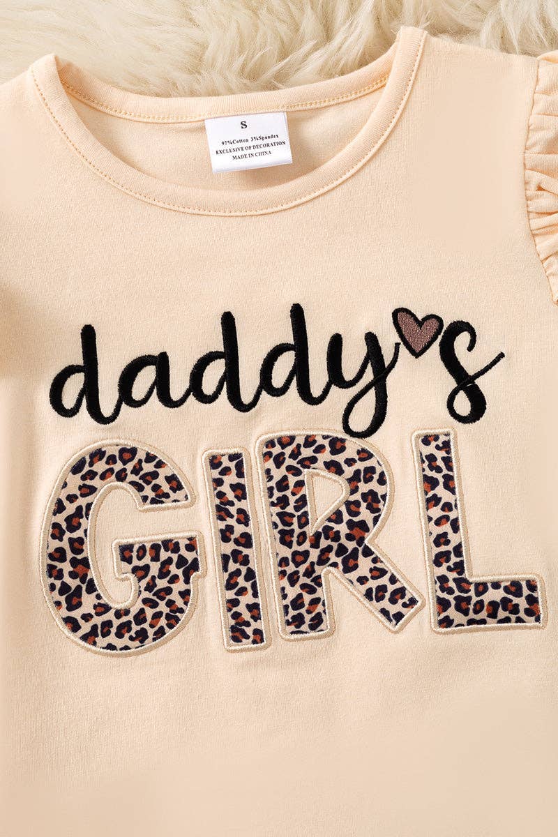 Daddy's Girl" Embroidered /a applique cream shirt and black pants.