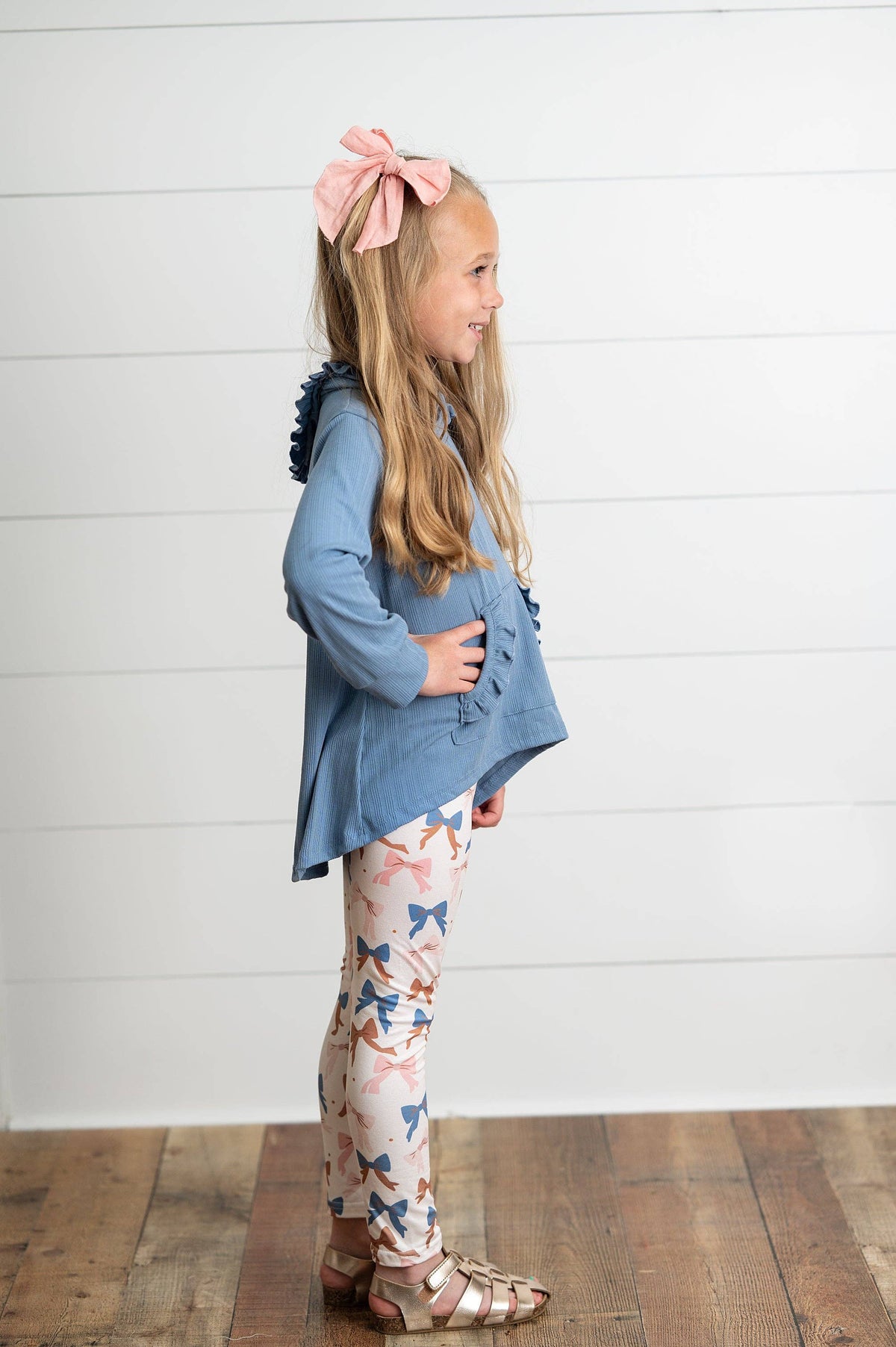 Girls Blue Ruffle Legging Set