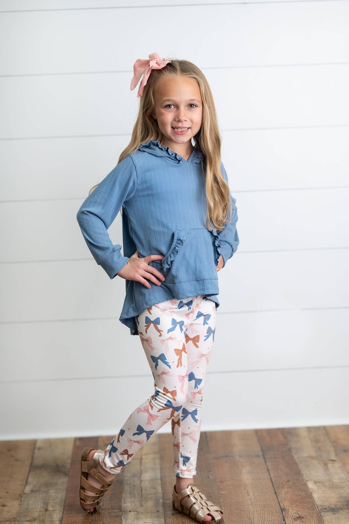 Girls Blue Ruffle Legging Set