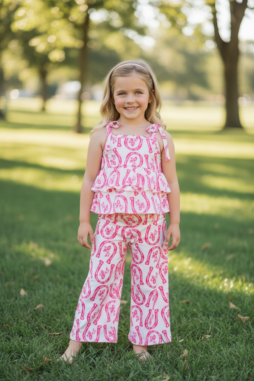 Horseshoe/ fuchsia 2 piece set.