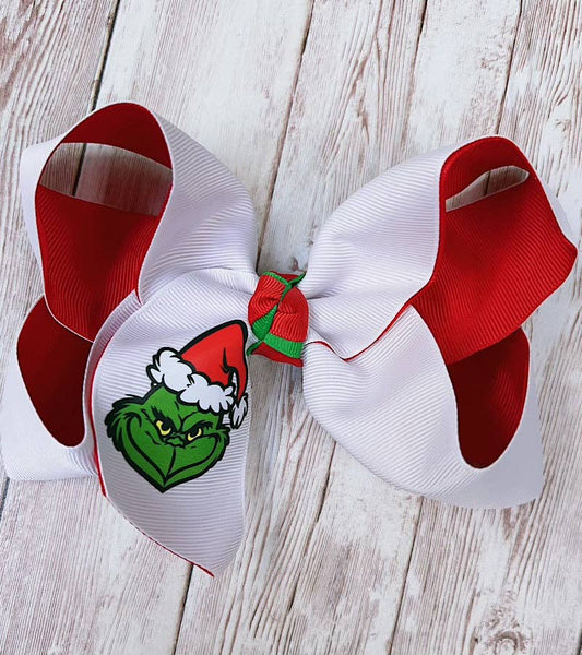 6.5" Grinch hair bows.