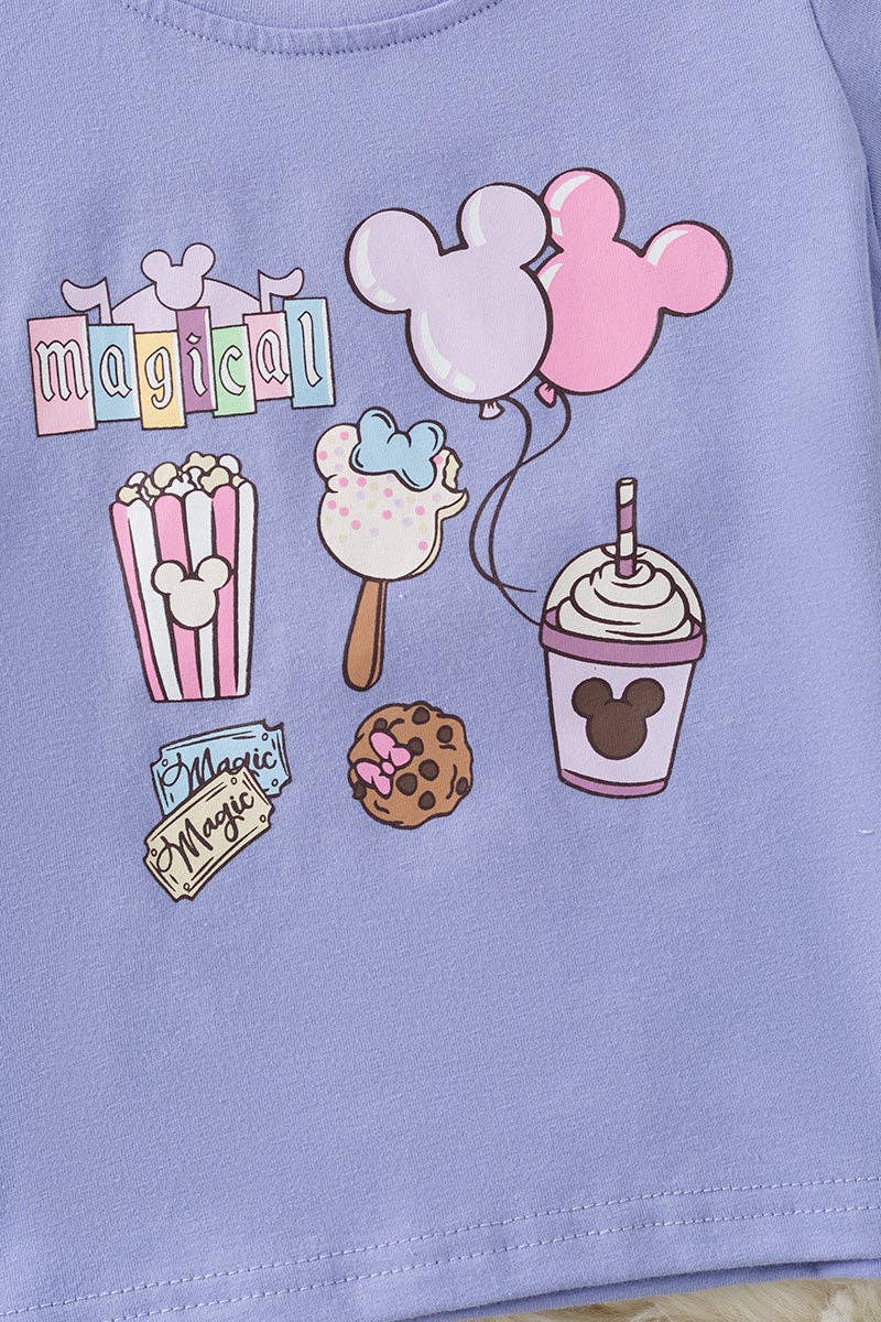 Purple multi printed T-shirt.