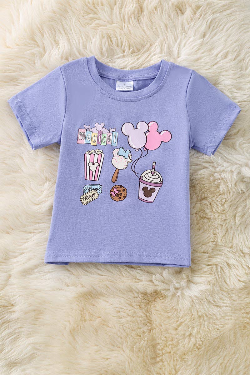 Purple multi printed T-shirt.