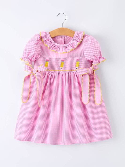Back To School Pink Plaid Dress