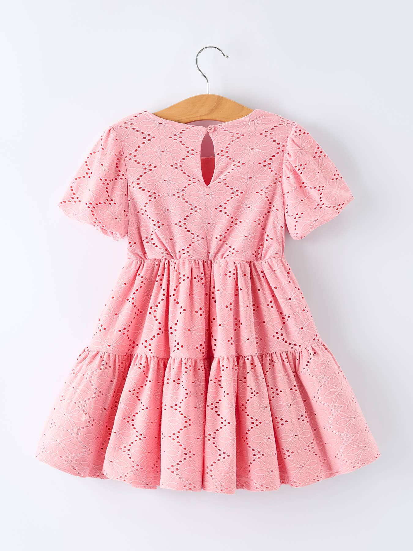Pink Eyelet Short Sleeve Dress