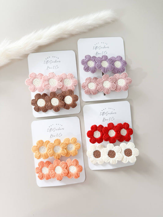 Large Flower Hair Clips- Set of 2