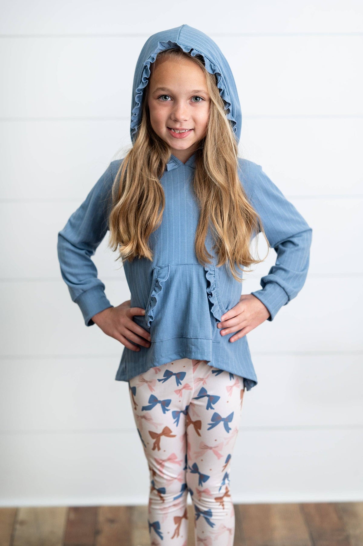 Girls Blue Ruffle Legging Set