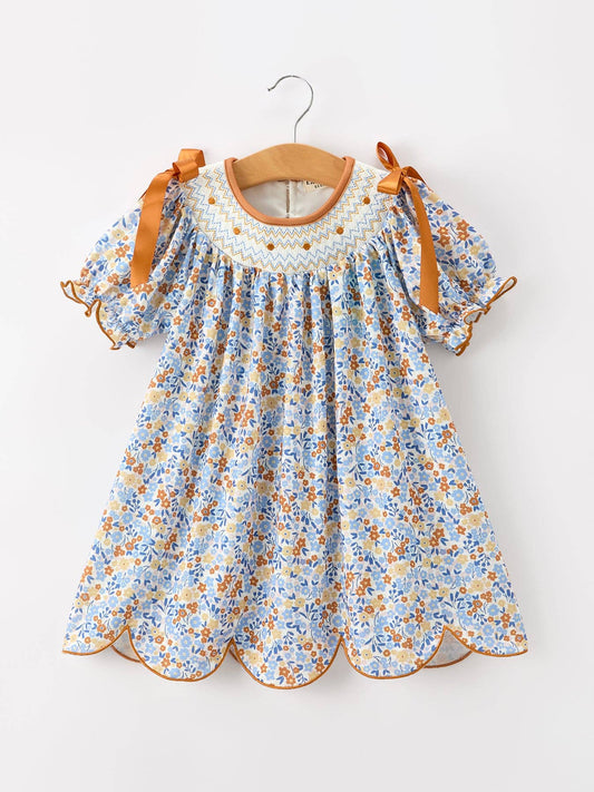 Fall Floral Smocked Dress
