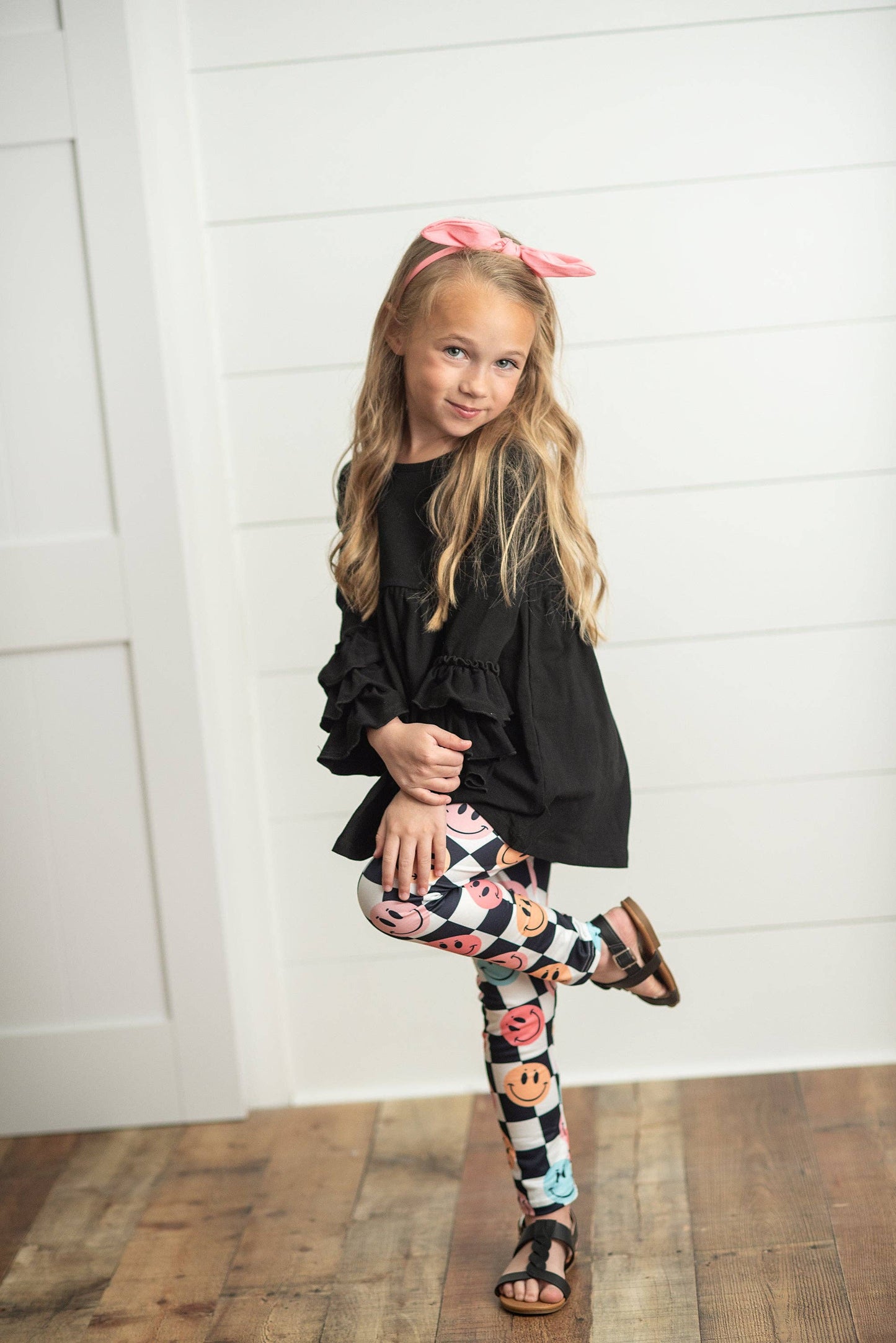 Black Smiley Face Leggings Set