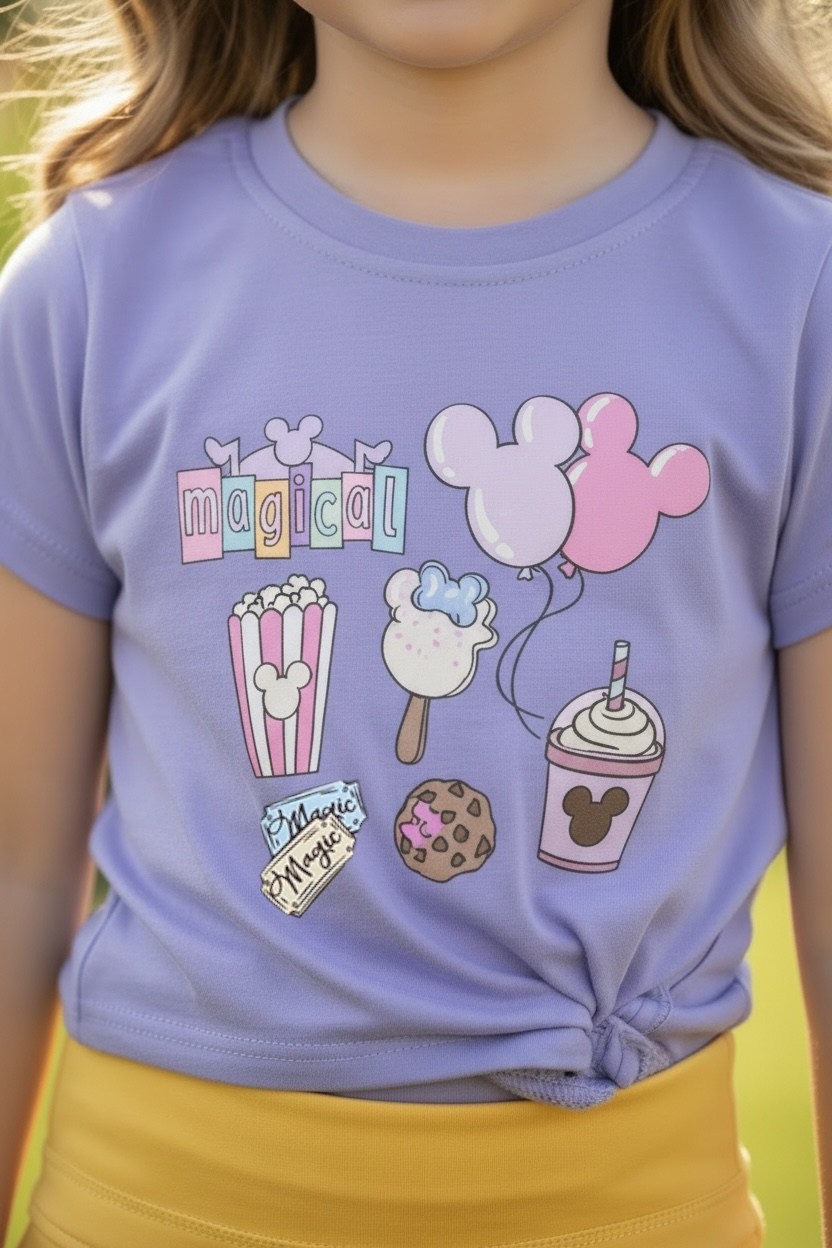 Purple multi printed T-shirt.
