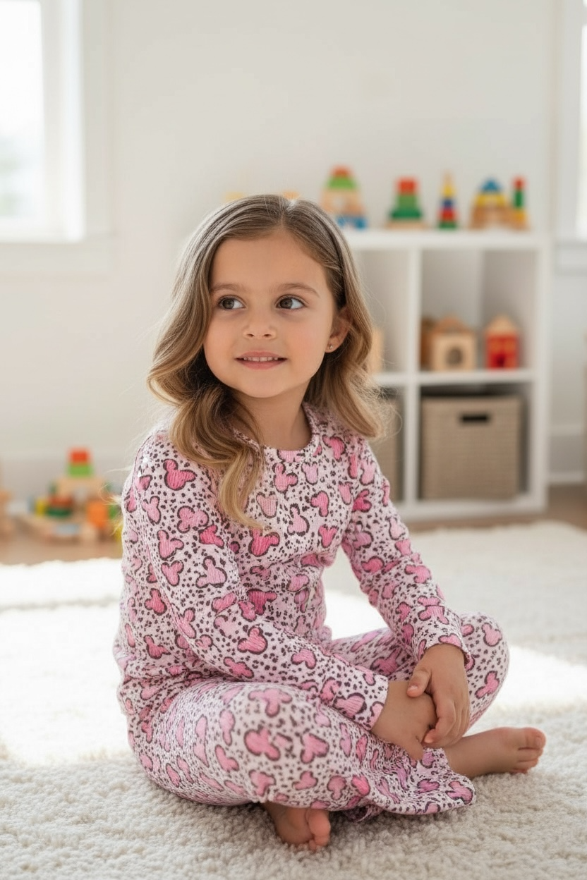 Multi-printed girls 2 piece set.