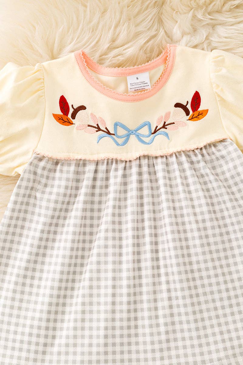 Cute Embroidered top with bubble sleeve & Coral ruffle pants.