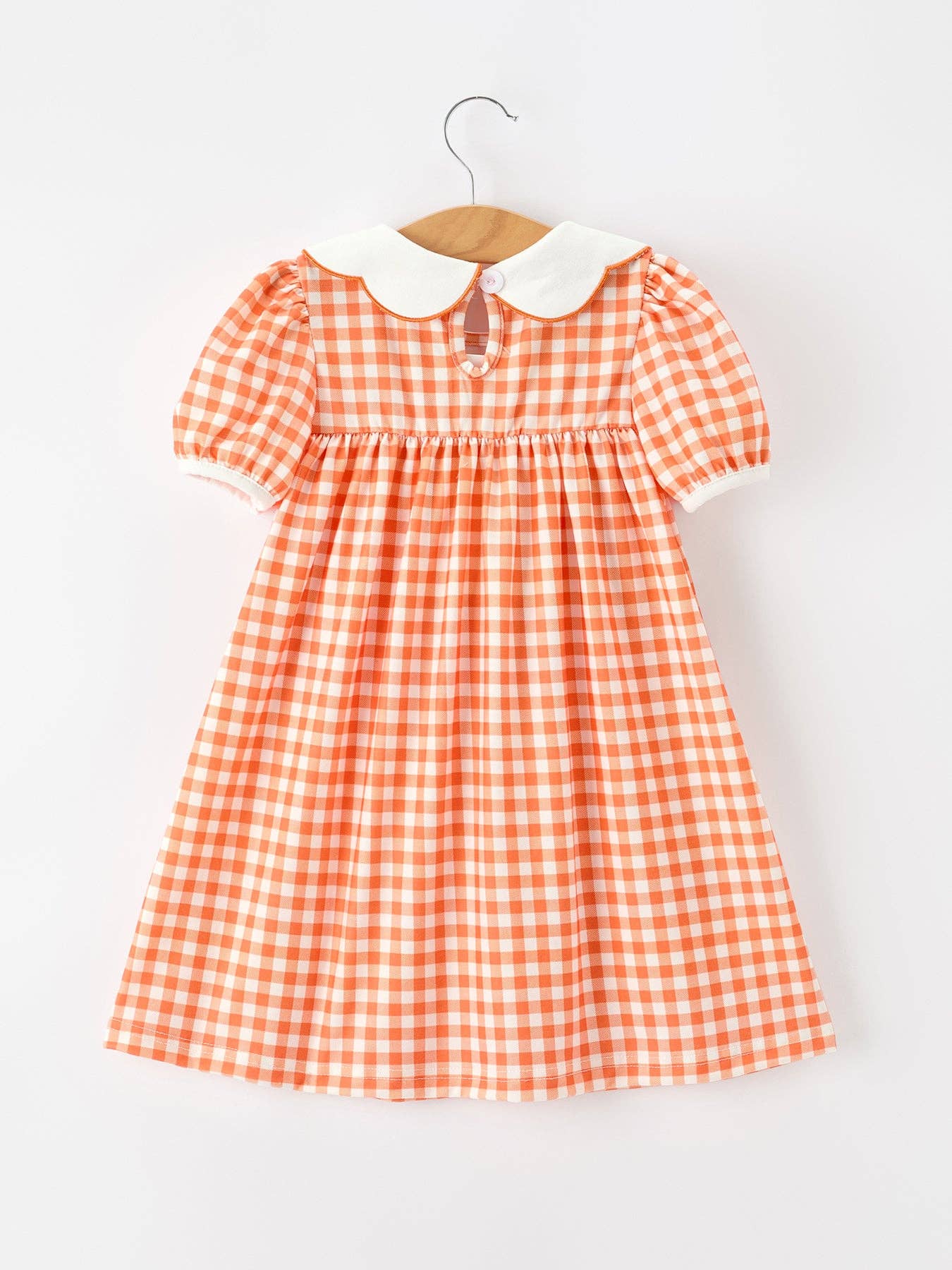 Fall Pumpkin Applique Puff Sleeve Dress