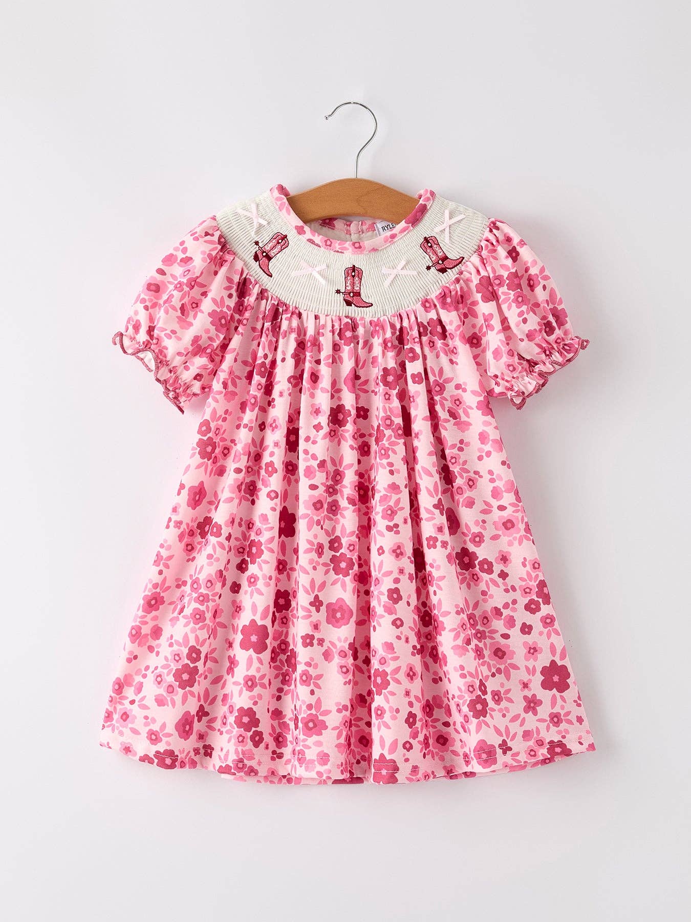 Boots Smocking Embroidered Dress