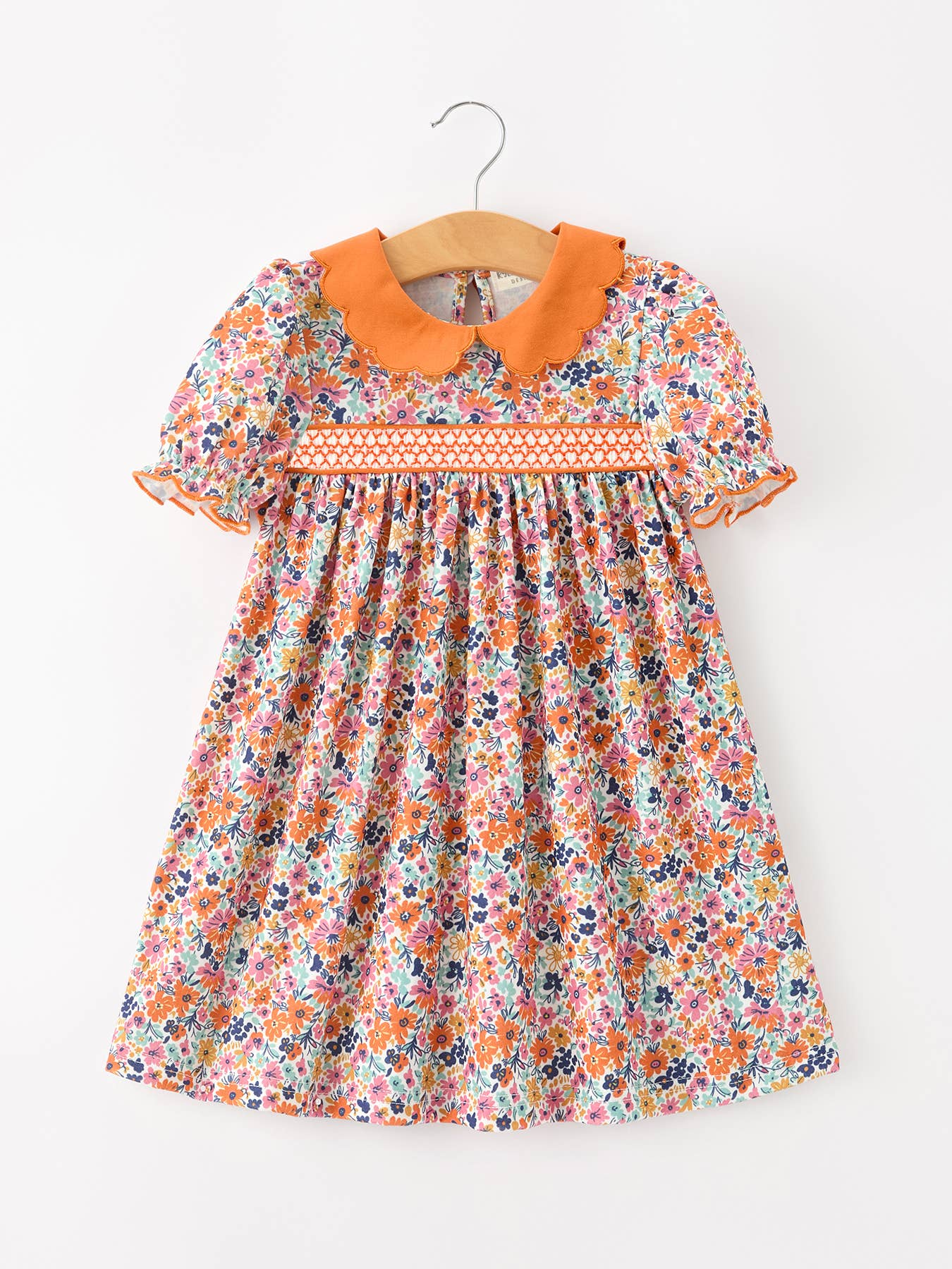 Fall Floral Smocked Petals Collar Dress
