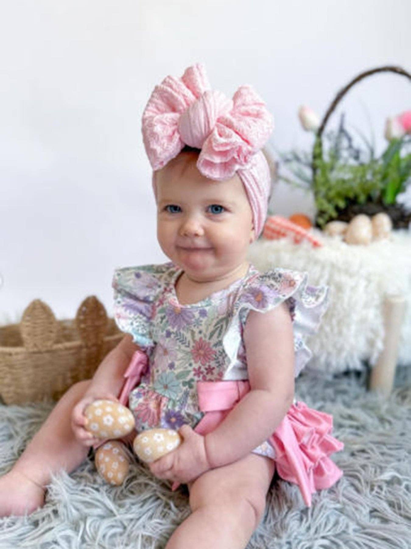 Pink Floral Sleeveless Baby Romper