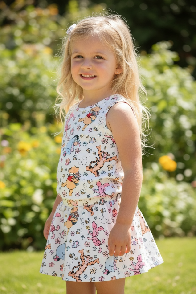 Character printed top & skort
