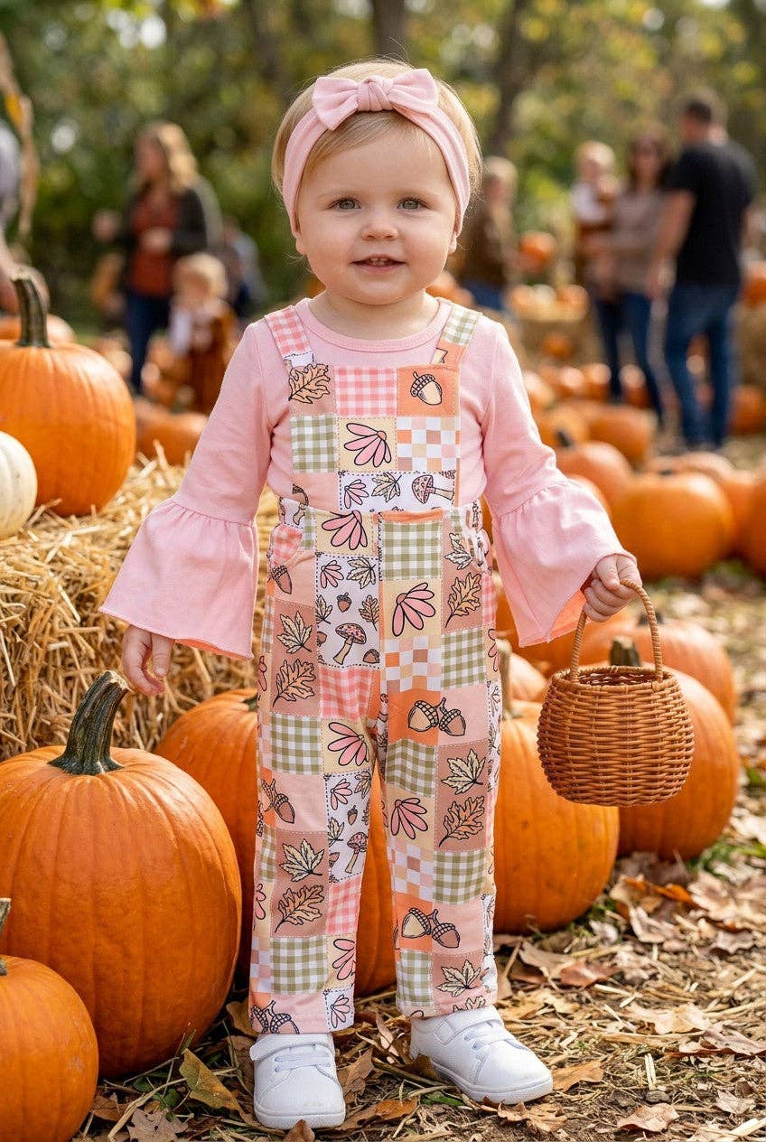 Fall patchwork romper w/pockets