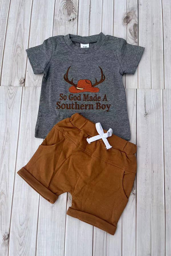 Southern boy boy's shorts set