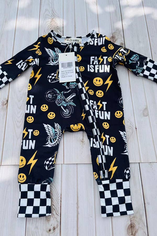 Cycle & checkered romper