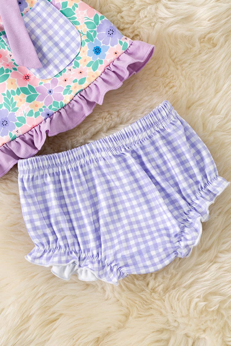 Lilac trim floral printed bloomer set.